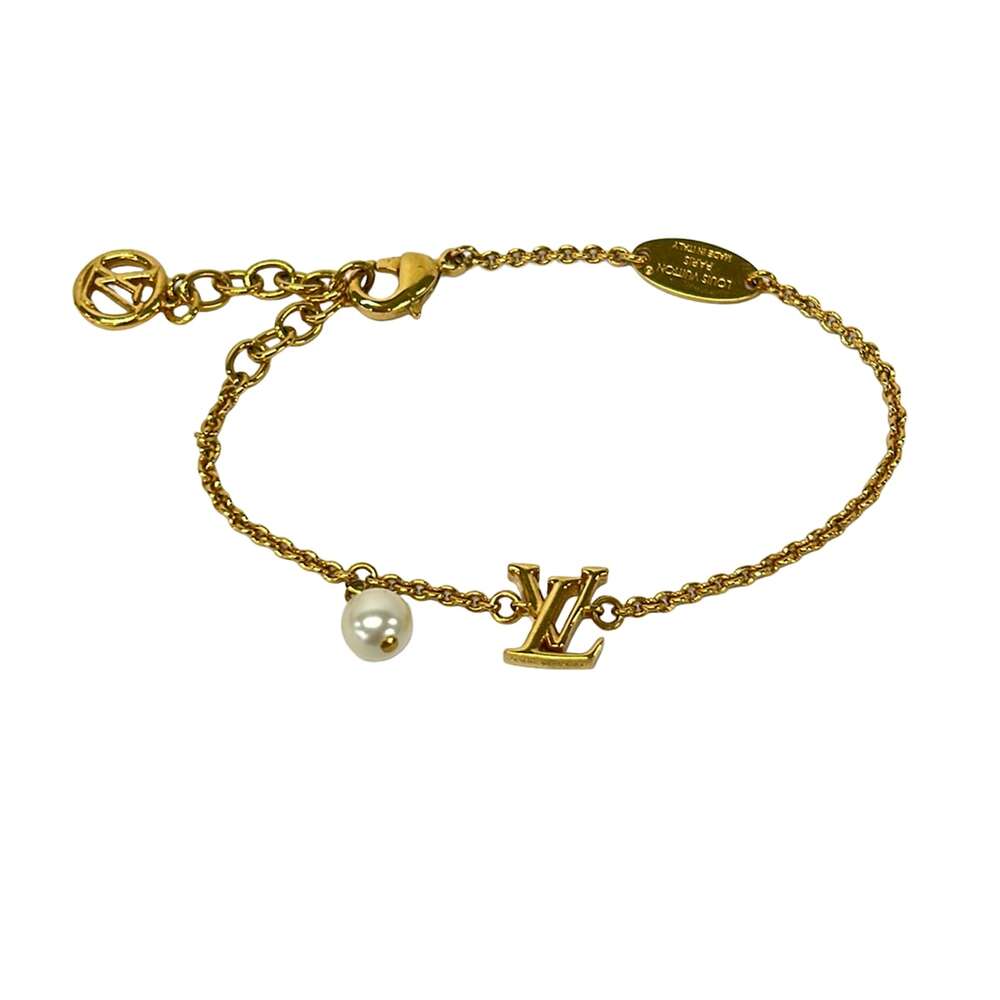 Louis Vuitton LV Iconic Luisa Bracelet M1450A Gold Cream Hardware Faux Pearl